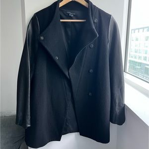 Theory Wool Lamb Leather Combo Jacket Women Small